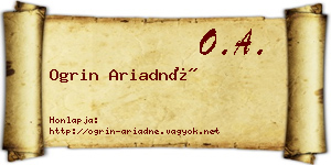 Ogrin Ariadné névjegykártya